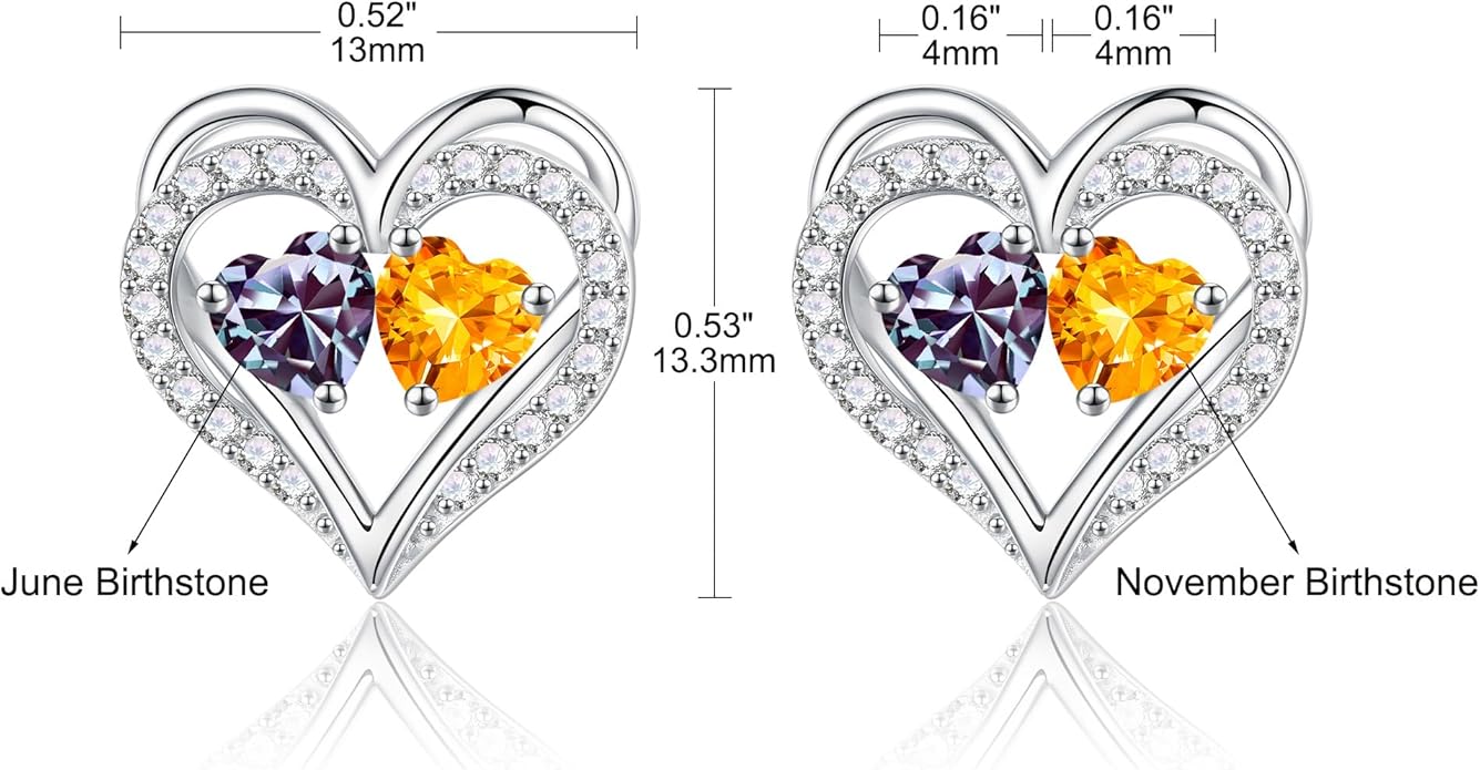 Iefil Valentines Day Gifts for Her - 925 Sterling Silver Birthstone Earrings, Anniversary Birthday Gifts for Women Wife Girlfriend Mom