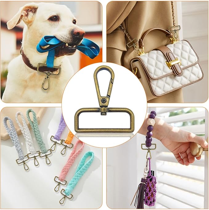 12pcs 1-1/2" Inside Diameter D Ring Lobster Clasp Claw D Ring Swivel Lobster Clasp Lobster Lanyard Clasp Keychain Clips Hook for Swivel Snap Fashion Clips,Jewelry,DIY Crafts Supplies(Antique Bronze)