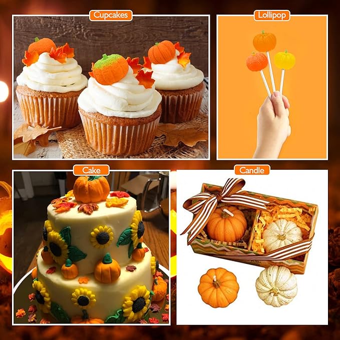 Sakolla 3D Pumpkin Candle Molds, 3 Pack Pumpkin Silicone Mold for DIY Epoxy Resin, Handmade Soap, Candle, Cake Baking
