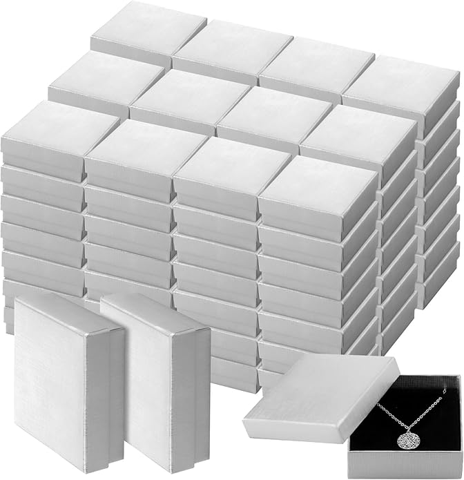 Tenceur 100 Pcs Valentines Jewelry Gift Boxes Bulk Kraft Jewelry Cardboard Box for Necklace Earring Bracelet Storage Package