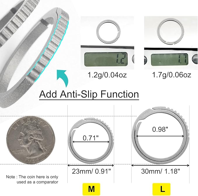 Titanium Key Rings Heavy Duty Side Push Split Key Chain Rings for Key Carabiner Quick Release Keychain Rings
