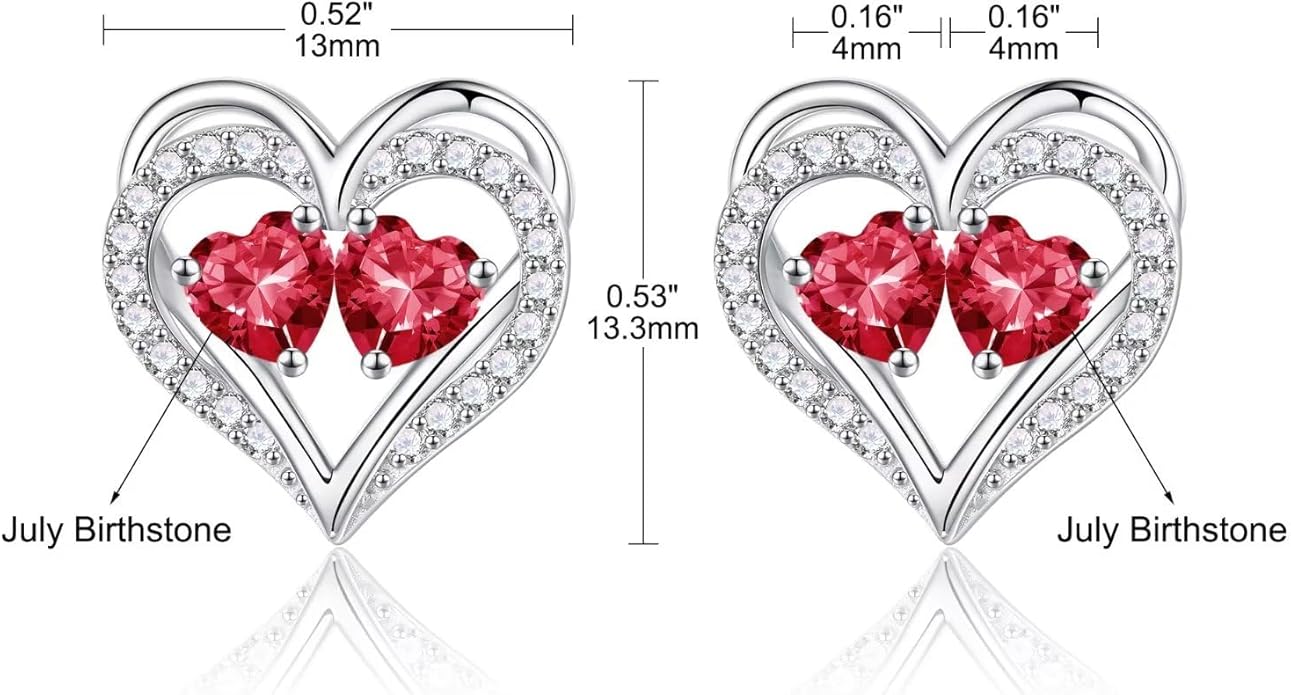 Iefil Valentines Day Gifts for Her - 925 Sterling Silver Birthstone Earrings, Anniversary Birthday Gifts for Women Wife Girlfriend Mom