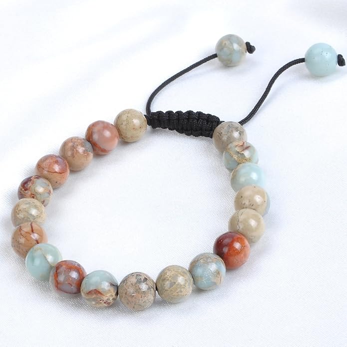 MASSIVE BEADS Natural Healing Power Gemstone Crystal Beads Unisex Adjustable Macrame Bracelets