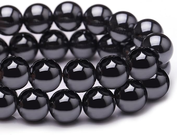Natural Stone Beads for Jewelry Making,10mm Hematite Polished Smooth Round Gemstone Beads for Bracelet Necklace 15 Inch