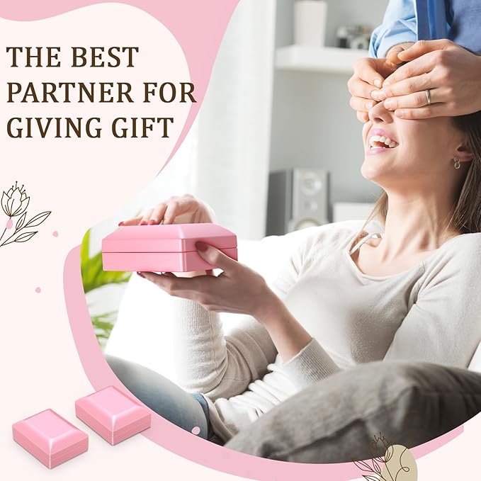 Landical 10 Pcs Pendant Necklace Box with LED Light Velvet Necklace Case for Pendant Bracelet Ring Earring, Jewelry Storage(Pink)