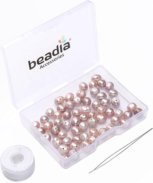 Natural Pearl Beads Potato 6-7mm Purple Freshwater Cultured Loose Gemstone Beads for DIY Jewelry Making 13.8''/Strand HQ