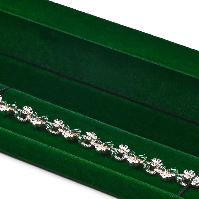 Green Velvet Interior Jewelry Necklace Gift Box Green Long Chain Necklace Box
