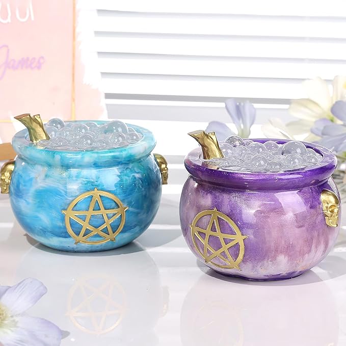 LET’S Resin Witch Cauldron Resin Mold, Halloween Resin Molds, 3D Jar Resin Molds Silicone 4.7'' Width, Large Jar Molds for Epoxy Casting Craft, Storage Box,Candy Container,Candle Holder