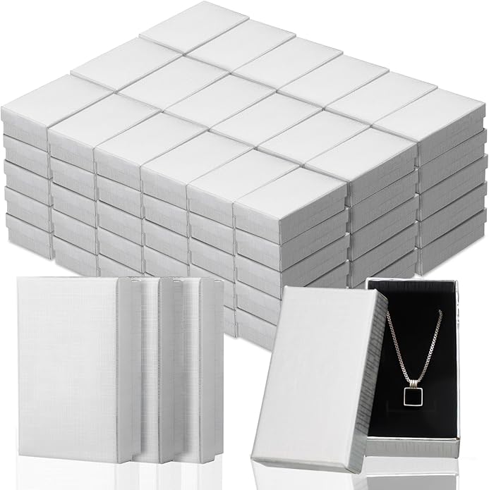 Tenceur 100 Pcs Valentines Jewelry Gift Boxes Bulk Kraft Jewelry Cardboard Box for Necklace Earring Bracelet Storage Package