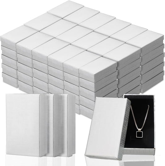 Tenceur 100 Pcs Valentines Jewelry Gift Boxes Bulk Kraft Jewelry Cardboard Box for Necklace Earring Bracelet Storage Package