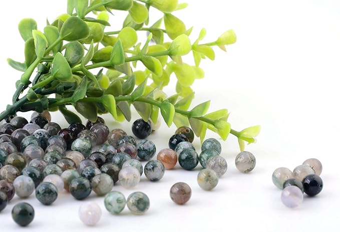 Natural Stone Beads 100pcs 8mm India Agate Round Genuine Real Stone Beading Loose Gemstone Hole Size 1mm DIY Charm Smooth Beads for Bracelet Necklace Earrings Jewelry Making (India Agate)