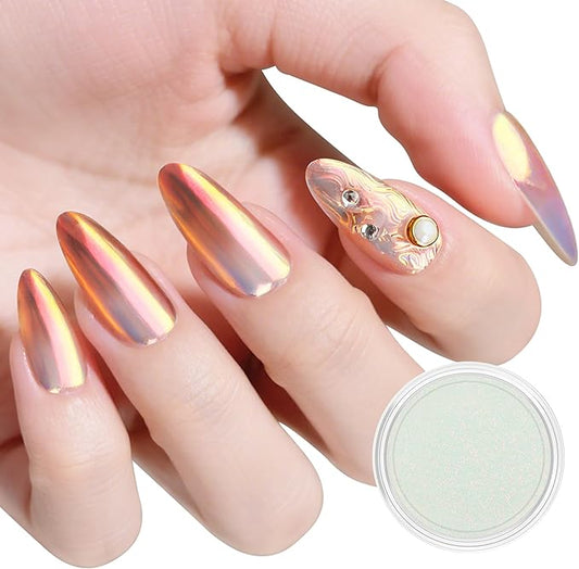 Artdone Red Aurora Chrome Nail Powder, Iridescent Unicorn Powder Metallic Mirror Effect Pigment Pearlescent Mermaid Pearl Glitter Dust Kit, Nail Art Decoration, Resin Craft