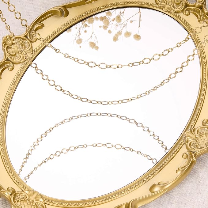 GTVOODX 13 Feet 18K Gold Plated Jewelry Making Chain Kit Stainless Steel Lips Dapped Chain Spool Bulk for DIY Jewelry Making Necklace Bracelet