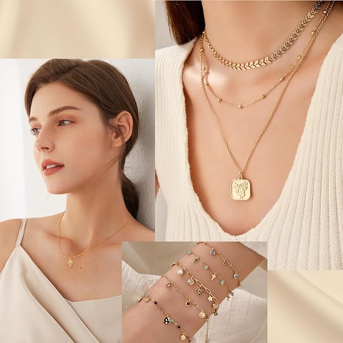 14k Gold Necklace Chain for Jewelry Making, 16.6 Feet Total (5 Rolls) DIY Bracelet Chains with 300 Jump Rings, 50 Lobster Clasps, 1 Jewelry Pliers,1 Support Ring and 50 Pendants