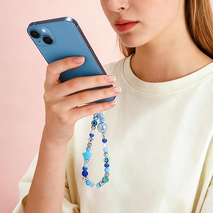 MYCUTEY DIY Phone Charm Making Kit with 657Pcs Colorful Pony,Letter,Football,Star,Flower Beads,Craft Supplies for Jewelry-Making,Necklace,Bracelet Personalized Name Making Gift for Women Kids Girls