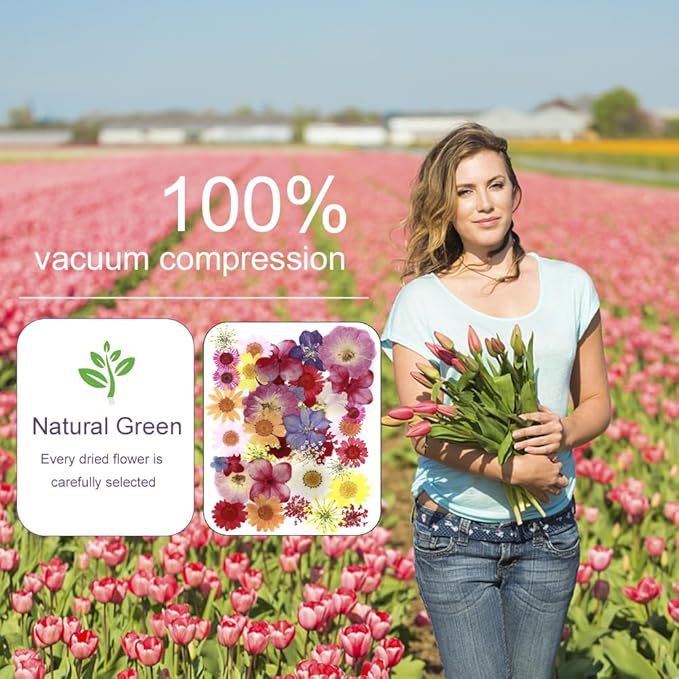 42Pcs Natural Pressed Dried Flowers Resin, Dry Flowers for Resin Accessories with Tweezer, Dried Flower for Scrapbooking DIY Art Crafts, Epoxy Resin Jewelry Molds, Candle, Nails Décor, Craft Making