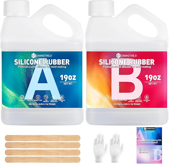 CHANGTIKEJI Silicone Mold Making Kit, 38.8oz 10A Elastic Liquid Silica Gel for Casting Resin molds and Candle & Soap Mold,Fast Cure Translucent Platinum Silicone Rubber