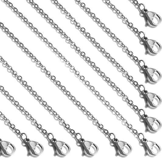 24 Pcs 18" 2mm Necklace Chains Bulk Stainless Steel Link Cable Chain Necklace for Jewelry Making