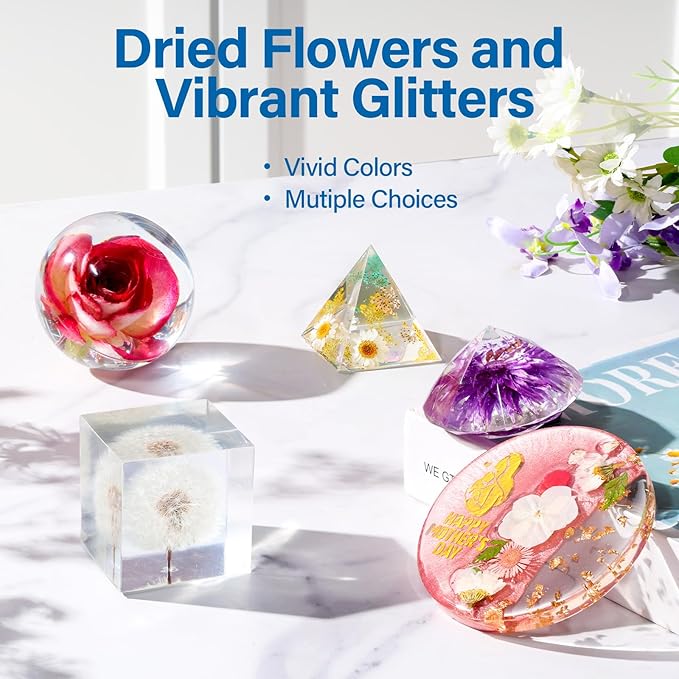 LET'S RESIN Epoxy Resin Kits and Molds Complete Set, 16oz Resin Art Kit with Silicone Molds, Pigment, Dried Flowers, Crafts for Adults, Beginners, Art Supplies for DIY Lovers, DIY Gift for Women