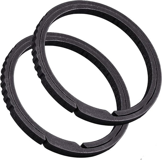 TISUR Titanium Keychain Rings, Split Side Pushing Key Rings Heavy Duty Black Key Ring For Key Chain Carabiner Dog Tag Ring