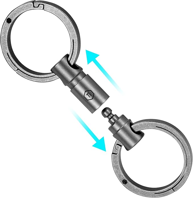 KeyUnity Detachable Key Ring Connector, Double-end Swivel Keychain Titanium Rotatable Key Organizer Linker for Carabine