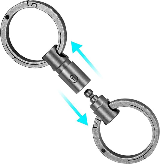KeyUnity Detachable Key Ring Connector, Double-end Swivel Keychain Titanium Rotatable Key Organizer Linker for Carabine