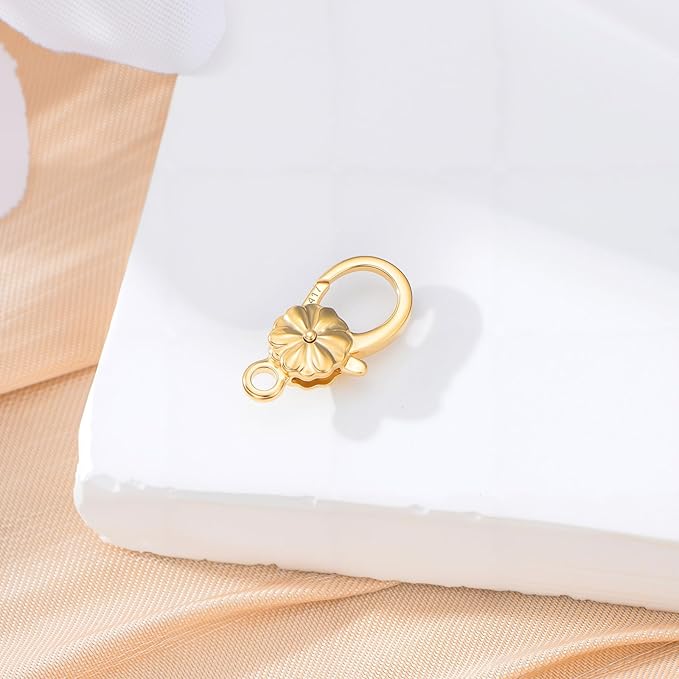 10K Gold Jewelry Clasp Necklace Extender Clasp Bracelet Extension Connector for DIY Necklace Bracelet Anklet Jewelry Making (Style 9)