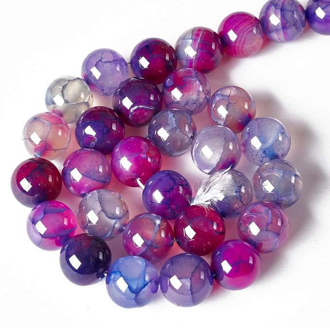 100pcs 6mm Purple Dragon Vein Agate Beads Natural Gemstone Beads Round Loose Beads for Jewelry Making