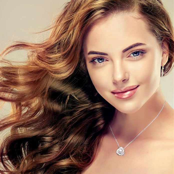 "Lovely Rose" High Polished 925 Sterling Silver Earrings with 7mm Natural Freshwater Pearl