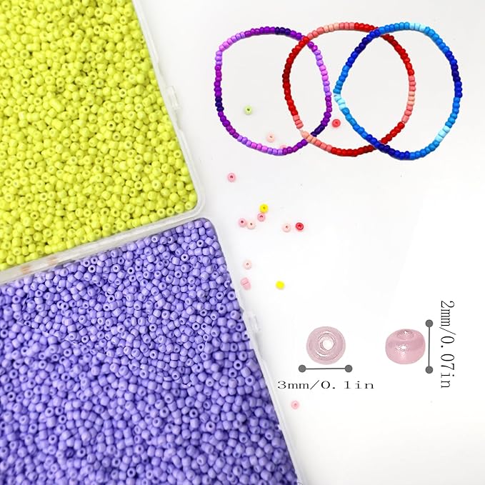 THUTEP 8000 pcs 3mm Seed Beads, Tiny Craft Beads for Bracelet Making, Bracelet Kits for DIY Jewelry Craft (Grey)