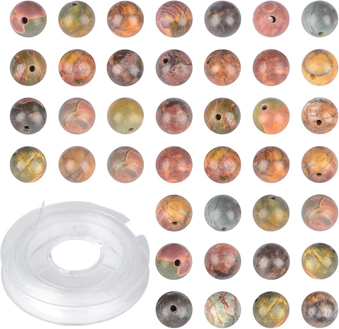 Natural Stone Beads Picasso Round Genuine Stone Beading Loose Gemstone Hole Size 1mm DIY Charm Smooth Beads for Bracelets Necklaces Earrings 6mm 200pcs (Picasso 6mm)