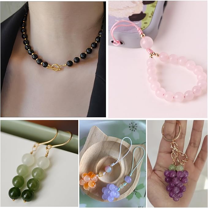 Funtopia 8mm Glass Beads for Bracelets, 36 Colors Crystal Beads for Jewelry Making, 1061pcs Bracelet Making Kit, Round Glass Bead for DIY Earrings Necklace Crafts with Spacer Bead and Charms