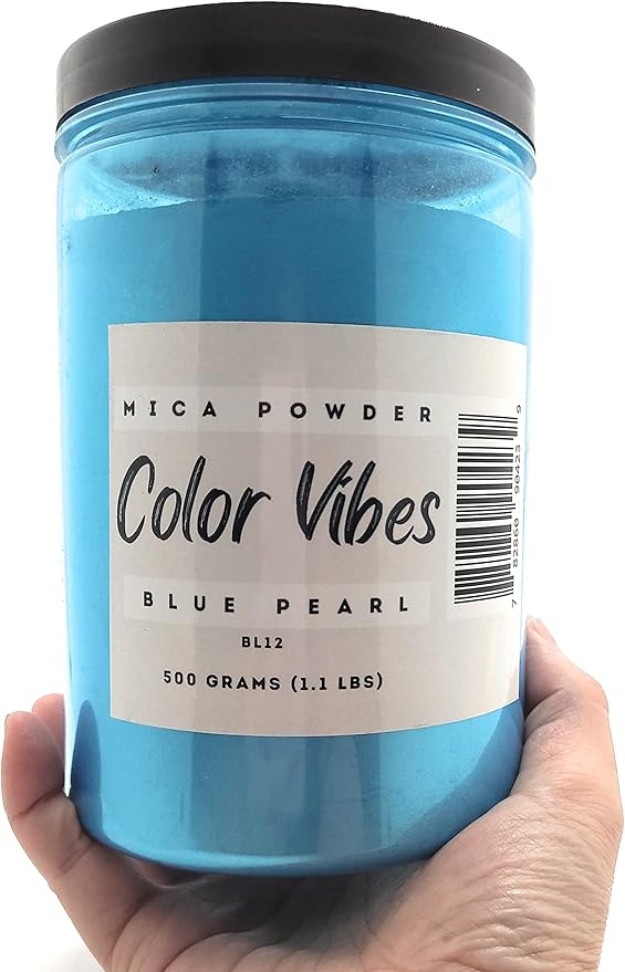 Pearl Mica Powder Pigment Dye - 500 Grams (1.1 lbs) - Best Bulk Price for Fine Arts, Crafting, Painting, Bath Bomb Soap Candle Slime Jewelry Making, Epoxy Resin, Woodworking (Blue BL12)