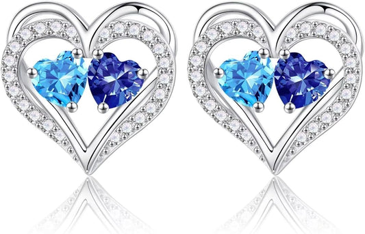 Iefil Valentines Day Gifts for Her - 925 Sterling Silver Birthstone Earrings, Anniversary Birthday Gifts for Women Wife Girlfriend Mom