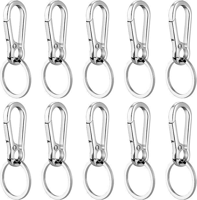 Keychain Clip Bulk with Key Ring, Heavy Duty Key Chain Holder with Stainless Steel Ring, Durable Metal Keychains