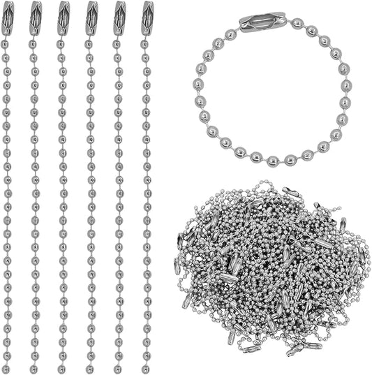 200 pcs Bead Ball Chains,4 Inch Keychain Rings,for Jewelry Making DIY Crafts Hanging Decoration（Silver）