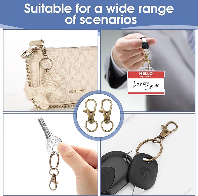 50 PCS in 25 Sets, Metal Swivel Lobster Claw Clasps, Keychain Clasp with Large Key Ring, Premium Keychains Clips, Snap Hooks and Sturdy Key Rings, for Keychain Bracelet, Crafts, HnoaTovy (Bronze)