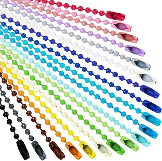 Hicarer 100 Pack Colored Bead Keychain Metal Hanging Chains 4.72 Inch Keychains Necklace Connector for Hanging Ornament Jewelry Tag (Vibrant Color)
