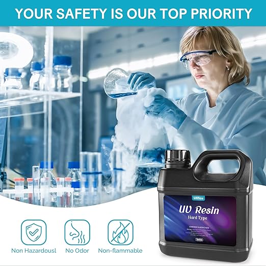 ULLFEU UV Resin Kit 1000g Bulk No Odor Upgrade Clear UV Epoxy Resin Hard Fast Cure Resin Kit Jewelry Making Handmade DIY Craft Decoration Coating