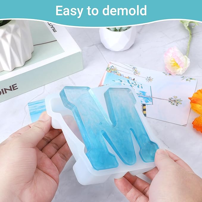 Gartful Resin Letter Molds for Casting, M Capital Alphabet Resin Silicone Molds for Epoxy, Thick 3D Silicone Letter Molds for Making Letters, Word Sign Art, DIY Crafts, Making Candle, Party Home Decor