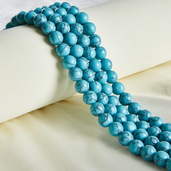 100pcs 6mm Blue Turquoise Beads Natural Gemstone Beads Round Loose Beads for Jewelry Making