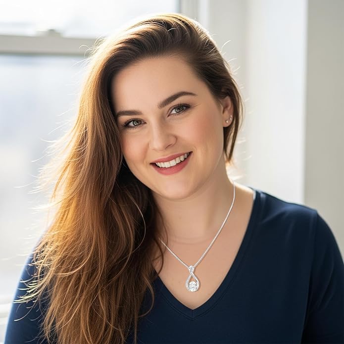 1.5CT Moissanite Infinity Pendant Necklace in Gift Box|Anniversary Wedding Gifts for Women Wife Her|S925 Sterling Silver 18K White Gold/Gold Filled|Jewelry for Birthday Christmas Valentines Day