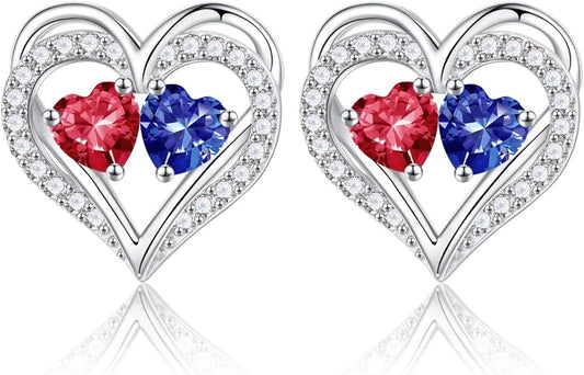 Iefil Valentines Day Gifts for Her - 925 Sterling Silver Birthstone Earrings, Anniversary Birthday Gifts for Women Wife Girlfriend Mom