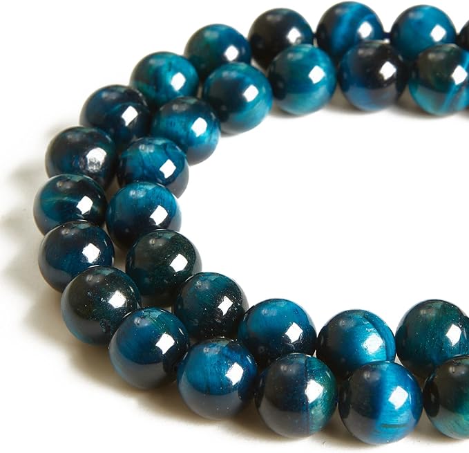 100pcs 6mm Aquamarine Tiger Eye Beads Natural Gemstone Beads Round Loose Beads for Jewelry Making