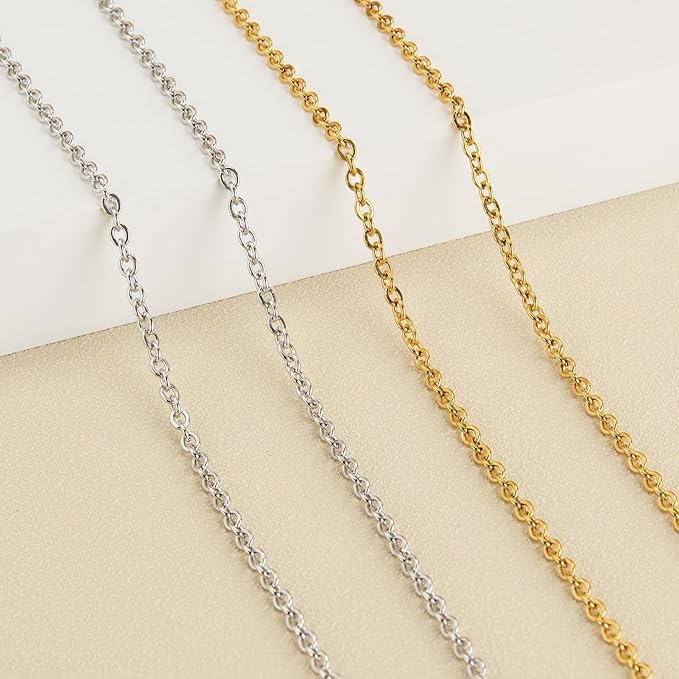 SMYHTGLIF 2 Rolls Total 32.8 Feet Gold and Silver Chain for Jewelry Making Stainless Steel Cable Chain Roll Oval Link Bulk Chain Craft Jewelry Making Chains