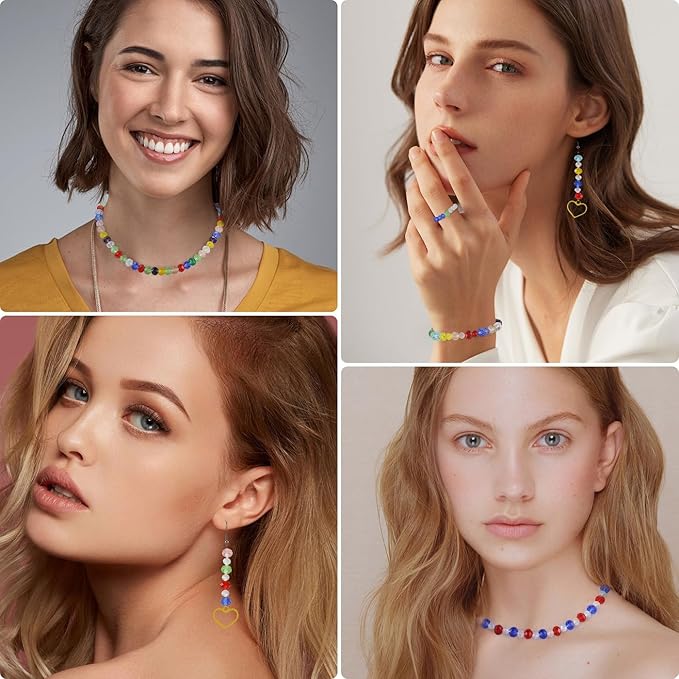 1000Pcs Glass Crystal Beads for Jewelry Making Bracelets Necklace Earring DIY Faceted Shape Decor Loose Rondelle Beads Colorful Assorted Suncatcher Glass Beads for Crafts 6mm 8mm Fresh Color