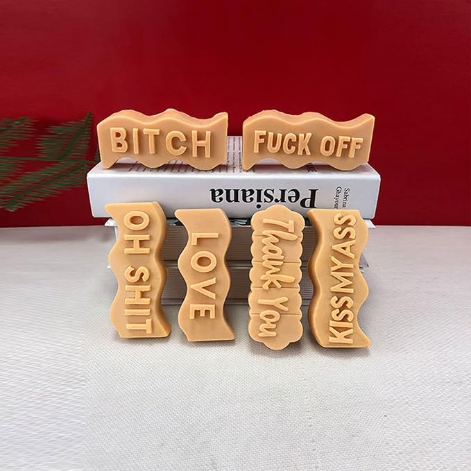 TOPYS Wave Alphabet Letter Pillar Silicone Candle Molds, DIY Casting Epoxy Letter Molds for Clay Resin Pendant Plaster Carving Making Aromatherapy White Elephant Gifts (Bitch)