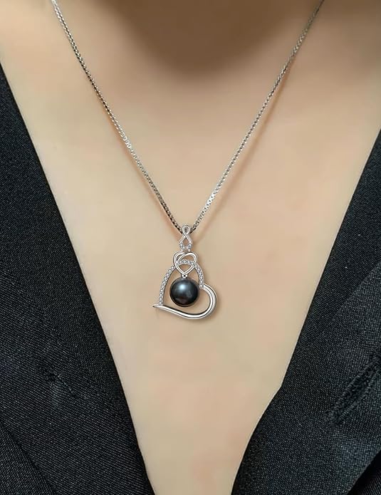Gifts for Women Wife-Tahitian Black Pearl-Necklace-Gift for Wife Wedding Birthday Anniversary Jewelry-Mom Girlfriend Her Mothers Day Gifts for Mom Women Valentines Day Christmas Day Gifts