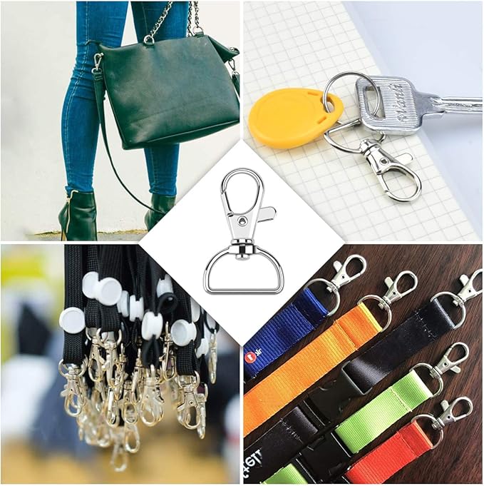 Swivel Snap Hook, 35 PCS Silver Lanyard Clips, Metal Lobster Claw Clasps Keychain Hook with 3/4 INCH D Ring for Macrame Keychain Swivel Clips for Making Key Fobs