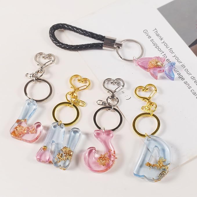 Alphabet Keychain Molds with Hole, 121Pcs Reversed Alphabet Silicone Molds for Resin Letter Number Epoxy Casting Molds Keychain Making Kit with Key Ring O Ring for Resin Crafts